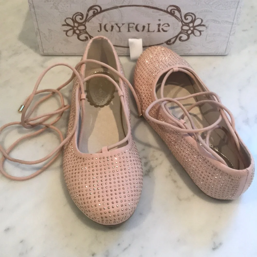 Joyfolie Girls Pink Sparkle Ballet Flats